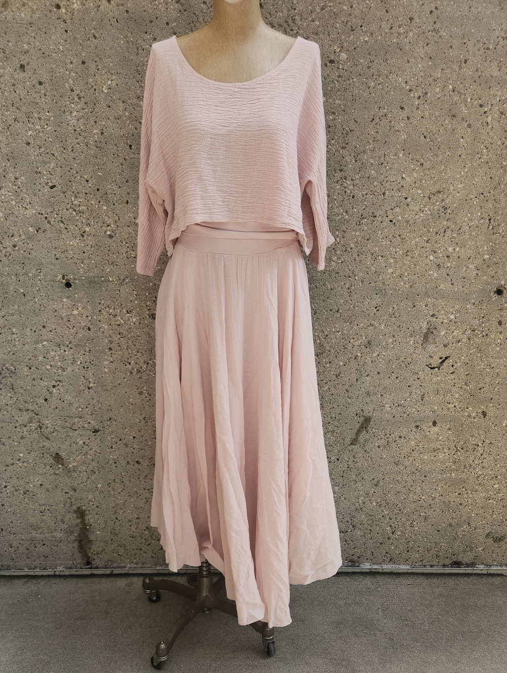 Me & Gee Blush Pink Cotton Top and Maxi Skirt set